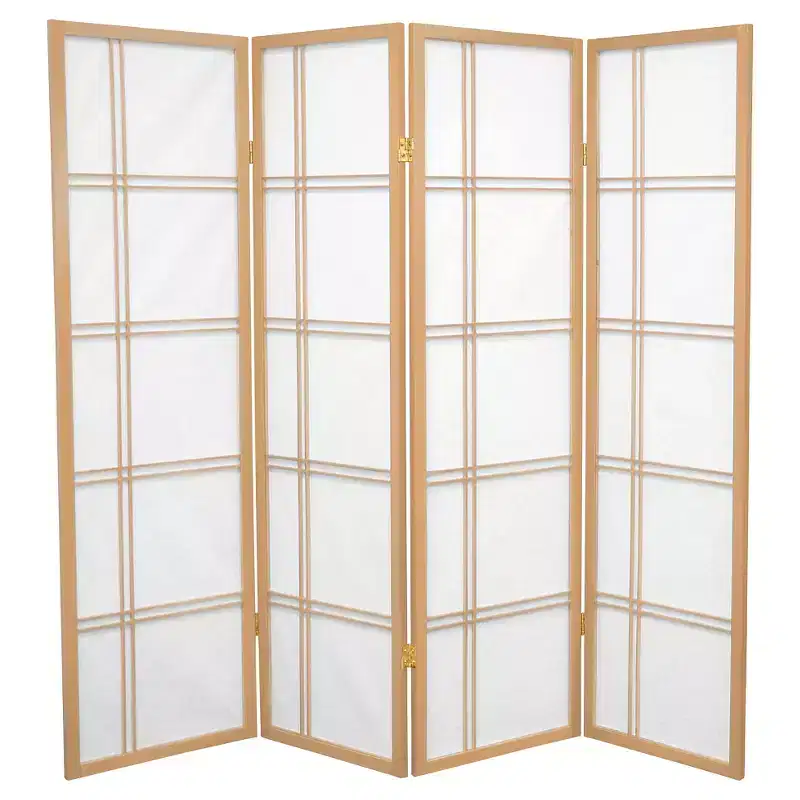 5 ft. Tall Double Cross Shoji Screen (4 Panels) - Oriental Furniture