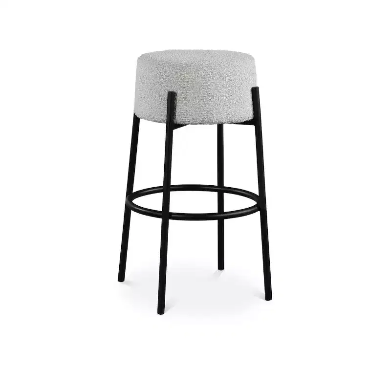Meridian Furniture,Avalon Cream Boucle Fabric Bar Stool