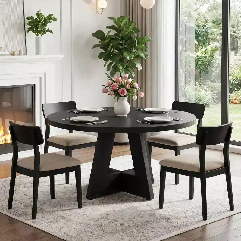 Farmhouse Style Round Dining Table, 47