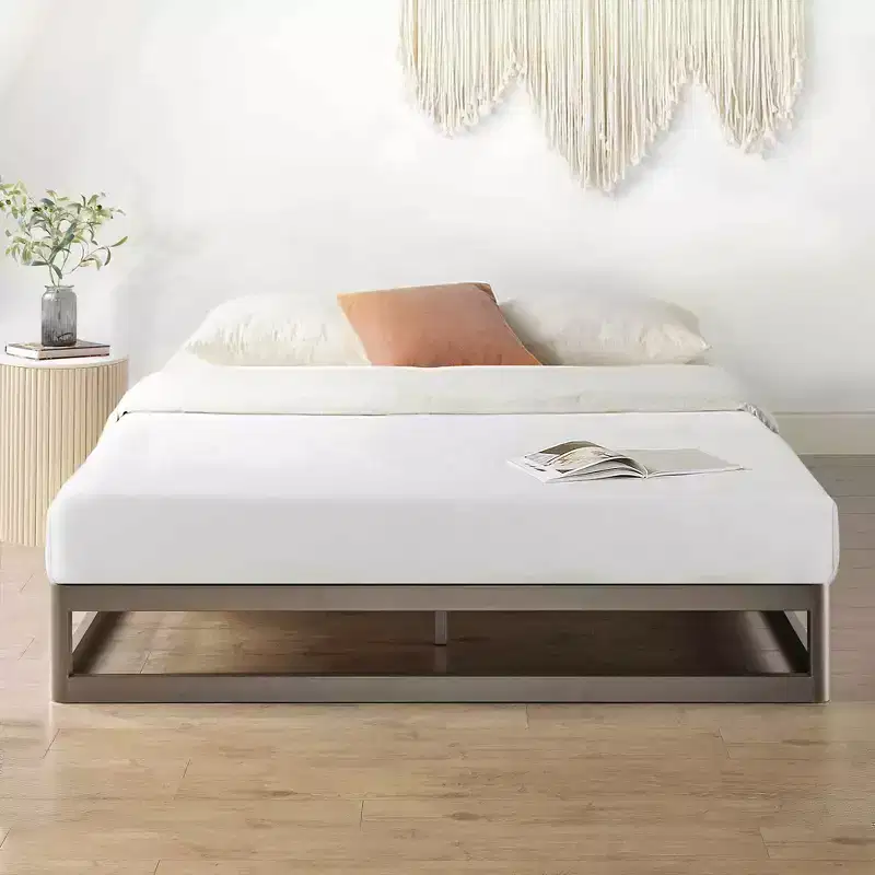 Best Price Mattress 9 Metal Round Corner Platform Bed Frame Gray