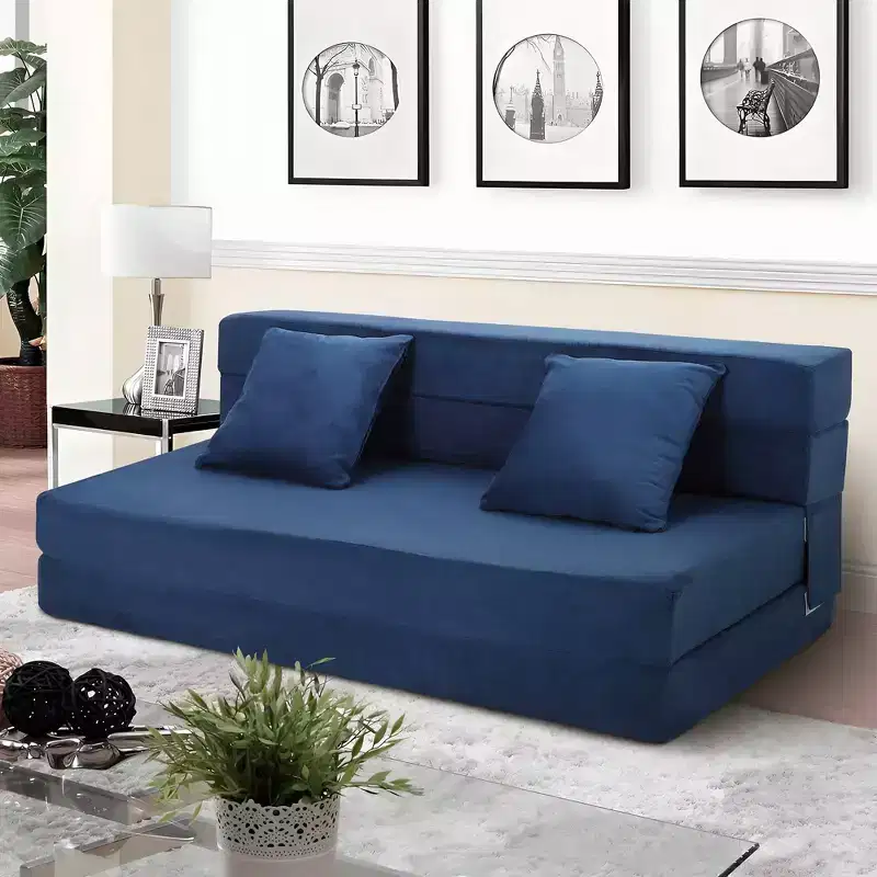 80 Folding Sofa Bed with Pillows, Convertible Sleeper Chair for Adults, Memory Foam Floor Couch Futon for Compact Living Room