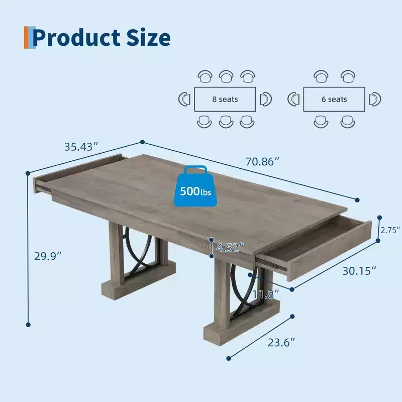 Wood Rectangular Dining Table 71