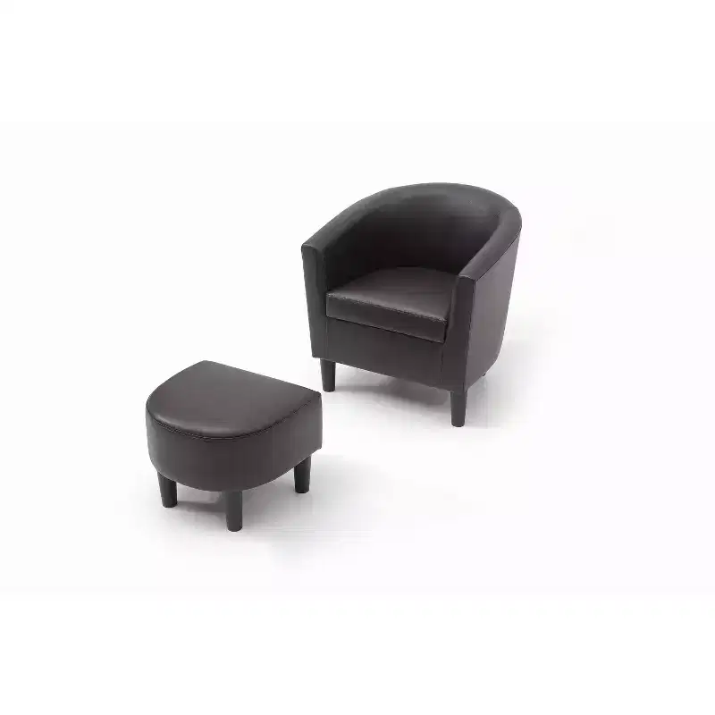 Passion Furniture Salem Faux Leather Accent Chair with Ottoman