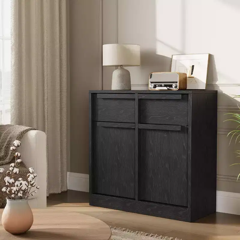Modern Sideboard Buffet with 2 Drawers, 31.5 Inch Kitchen Dining Cabinet, Spacious Tabletop for Versatile Use and Ample Storage