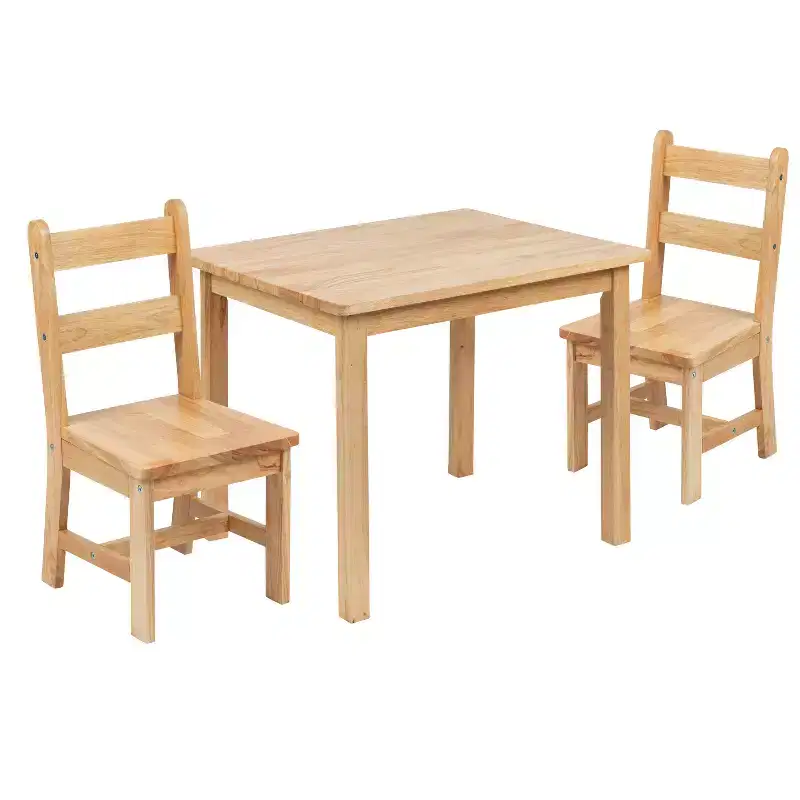 Flash Furniture Kids Solid Hardwood Table and Chair Set for Playroom, Bedroom, Kitchen - 3 Piece Set