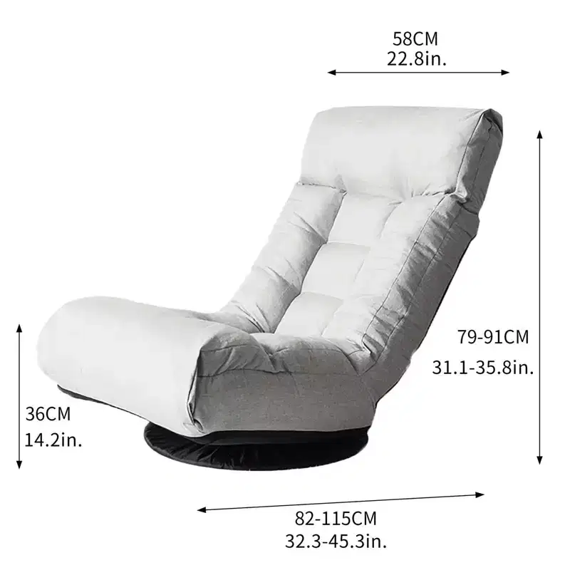 Gray Single Adjustable Reclining Floor Chair with Footrest & Swivel Base