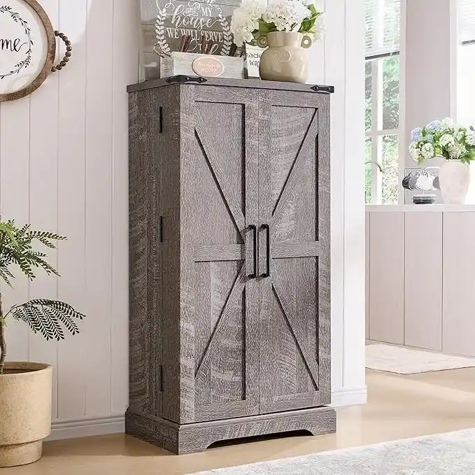 Farmhouse Barn Door Kitchen Pantry Cabinet 47