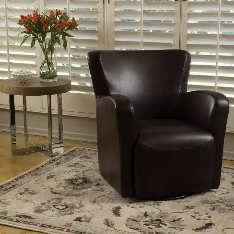 GDFStudio Oria Contemporary Bonded Leather Upholstered Swivel Club Chair