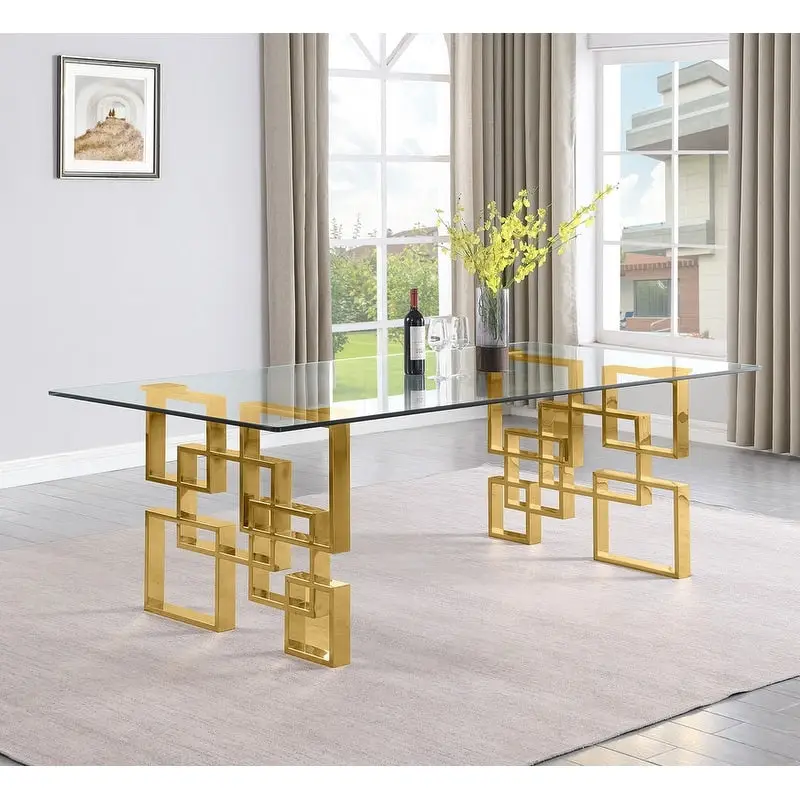 Best Quality Furniture Tempered Glass Dining Table Stainless Steel