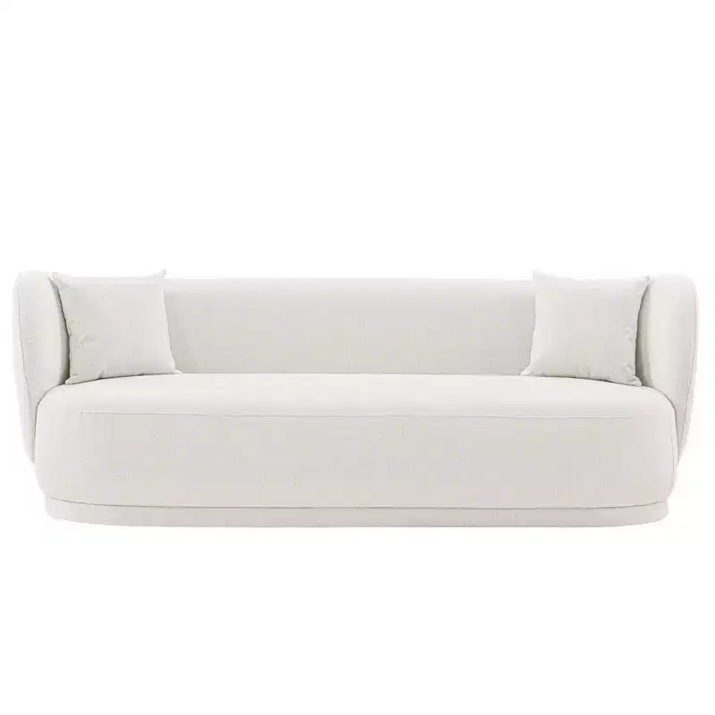 Contemporary Linen Upholstered Sofa with Pillows 3-Seater