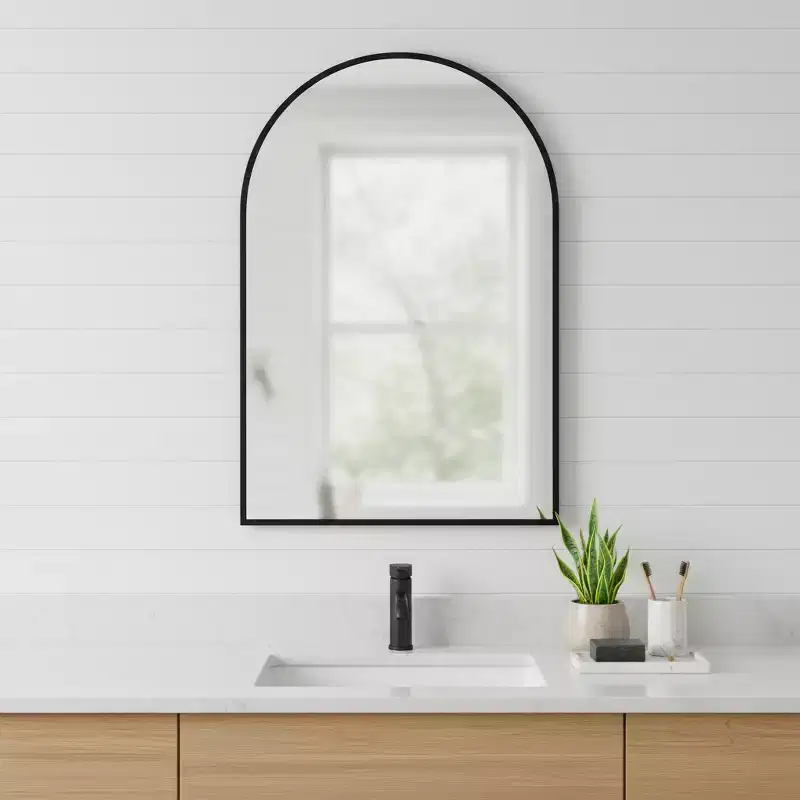 HomeRoots 35 Black Metal Arch Framed Accent Mirror