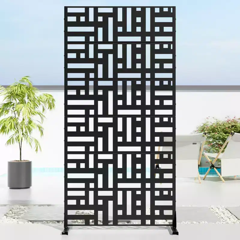 Black Metal Planter Box with Trellis Privacy Screen for Café, Patio, Garden & Balconies