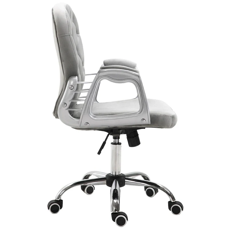 Vanity Middle Back Office Chair Tufted Backrest Swivel Rolling Wheels Task Chair with Height Adjustable Armrests