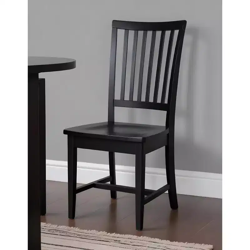 HomeRoots Black Wood Slat Back Dining Side Chair