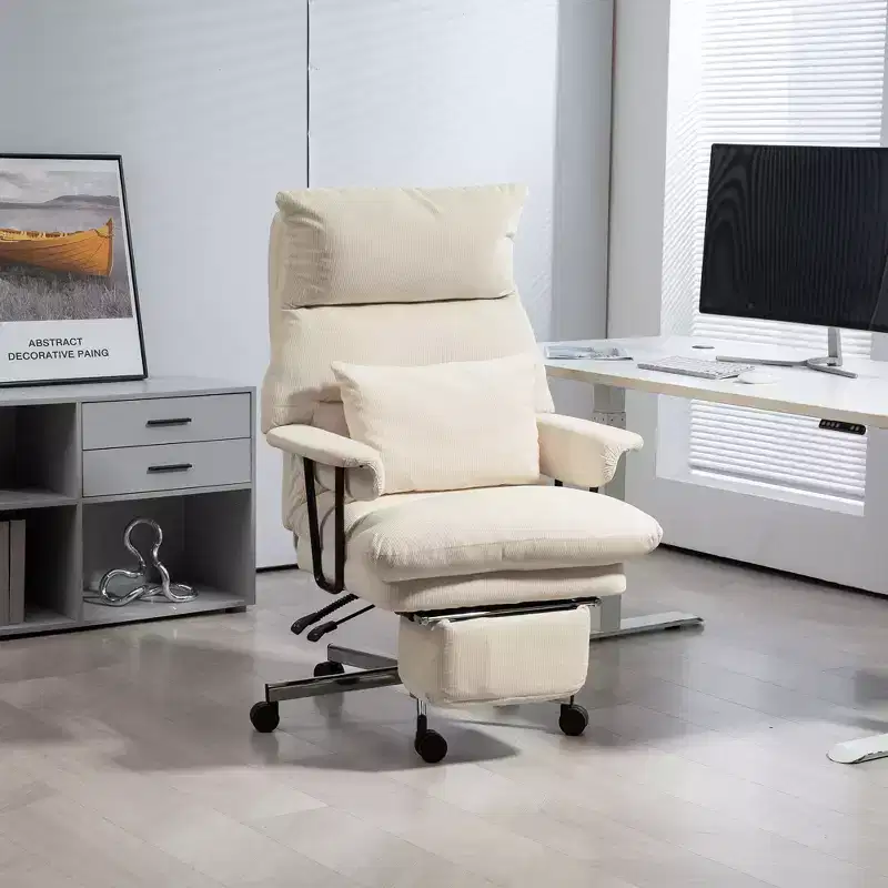 HOMCOM Large Overstuffed Office Chair, High Back Desk Chair with Lumbar Support, Footrest, Swivel Wheels, Reclining Computer Chair