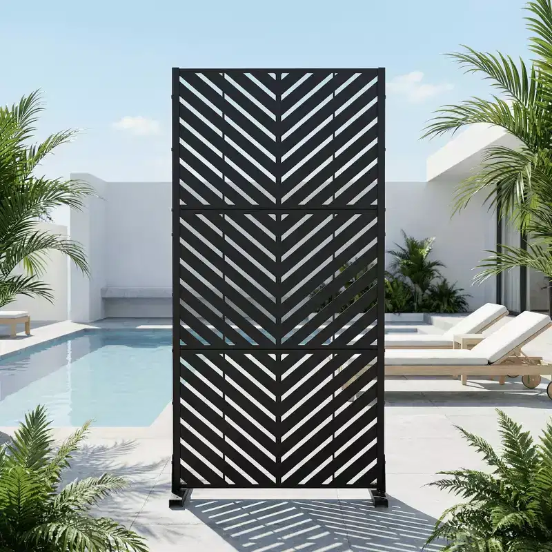 Dovelina Outdoor Metal Privacy Screen Freestanding Fence Panels for Garden Patio Deck Yard 59H x 30W/60W, 72H x 35W/47W/70W/94W
