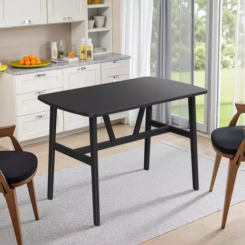 MAYEERTY 47in Modern Rectangular Wood Dining Table Metal Frame Fits 4-6 People for Kitchen Dining Room Dark Walnut