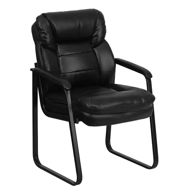 Emma and Oliver Executive Side Reception Chair with Lumbar Support and Sled Base