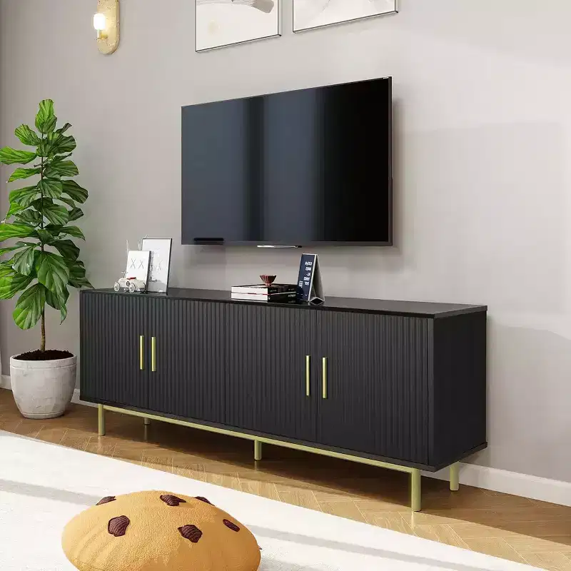 Dyonery 70 Fluted-Door TV Stand Entertainment Center with Storage