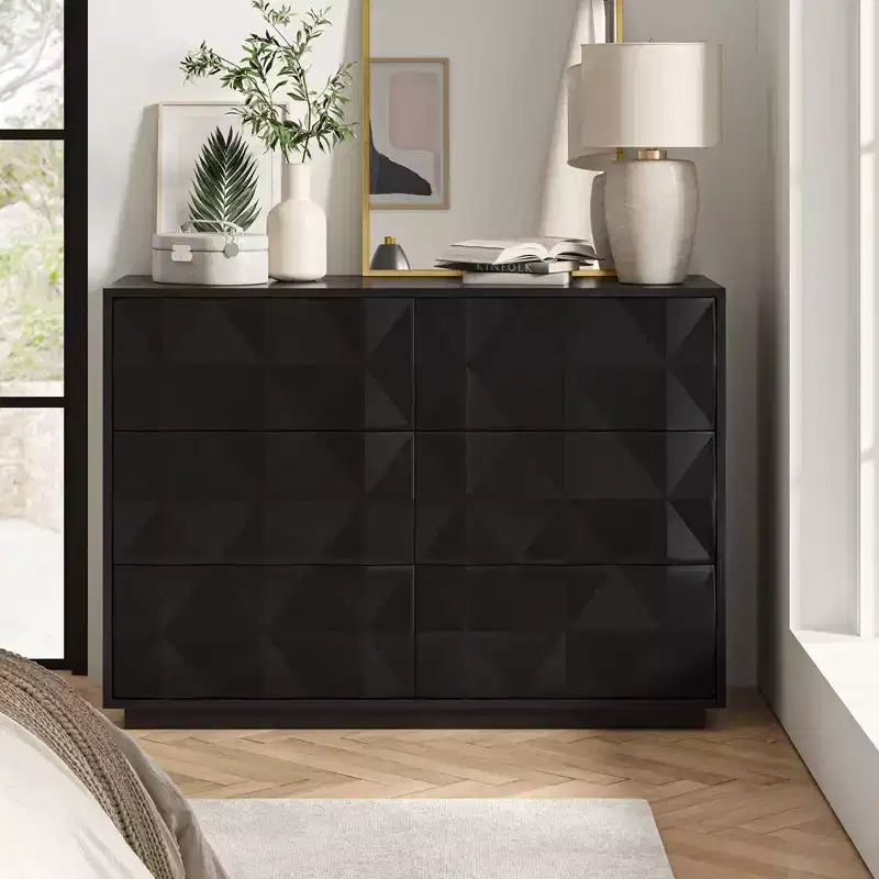Randolf 6 - Drawer Dresser With Adjustable Feet| ART OF LIVING DESIGNS-BLACK