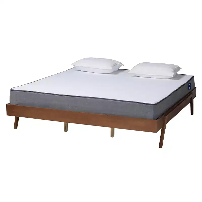 Mid-Century Modern Walnut Wood Bed Frame, Sarita Style