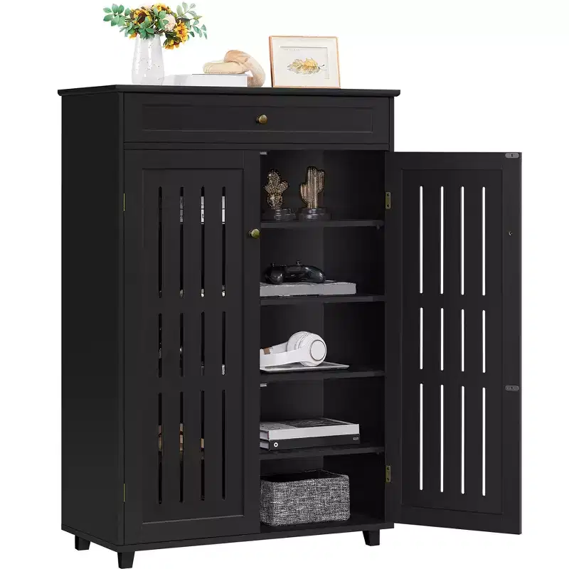 Yaheetech Adjustable 5-Tier Shoe Storage Cabinet with Louvered Door