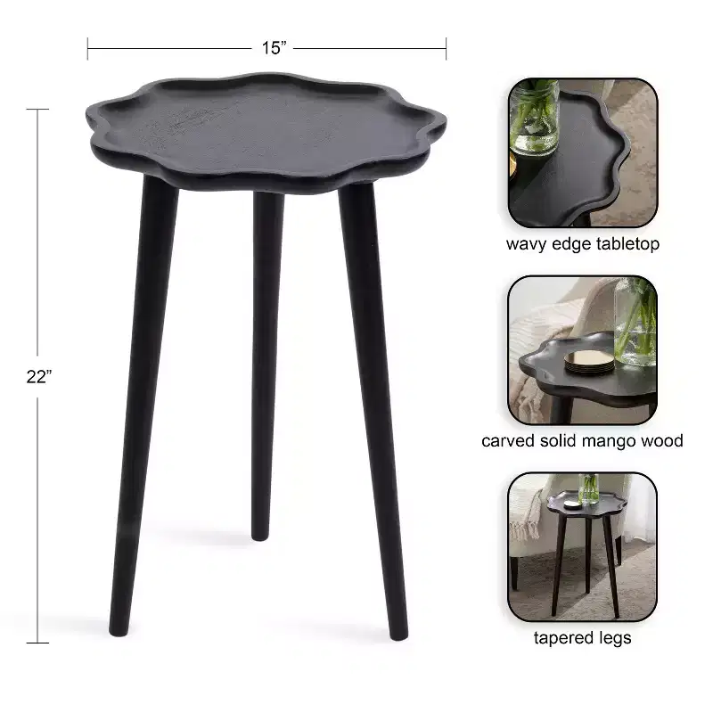 Kate and Laurel Alezar Scallop Wood Side Table