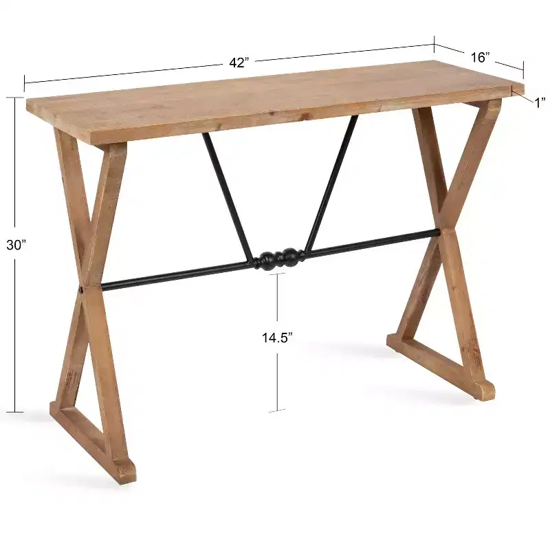 Kate and Laurel Travere Rectangle Wood Console Table, 42x16x30, Rustic Brown