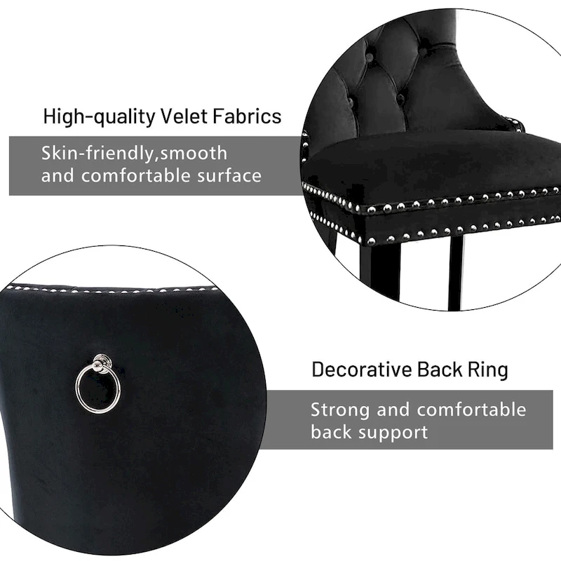 Dining Chairs Set of 6, Luxury Upholstered Velvet Kitchen Chairs Side Chair with Padded Seat Back and Solid Wood Legs - N/A