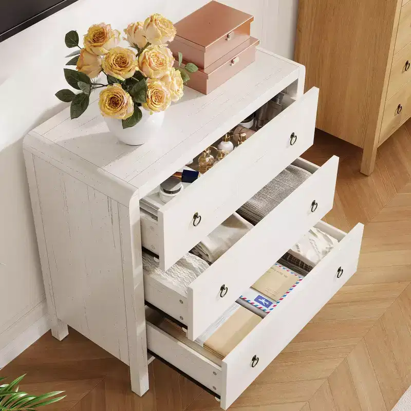 WhiteDrawer Dresser - Wooden Chest of Drawers for Bedroom/Living Room (Closet Storage Organizer, Modern Design)
