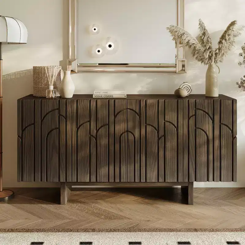 Modern 4 Doors Freestanding Wood Storage Buffet