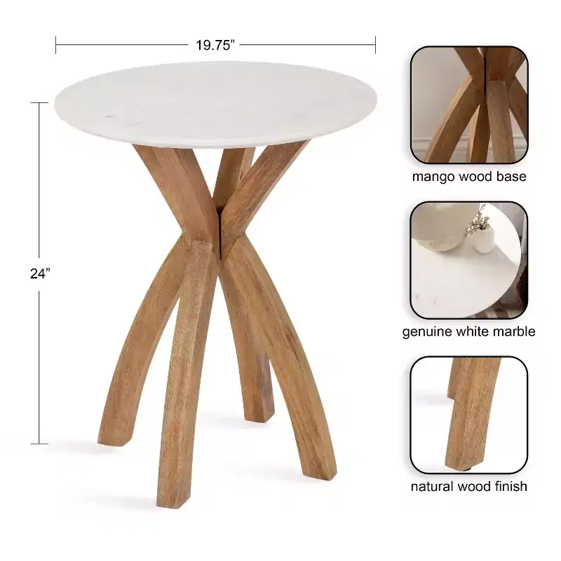 Kate and Laurel Soleyn Round Wood Side Table, 20x20x24, Natural