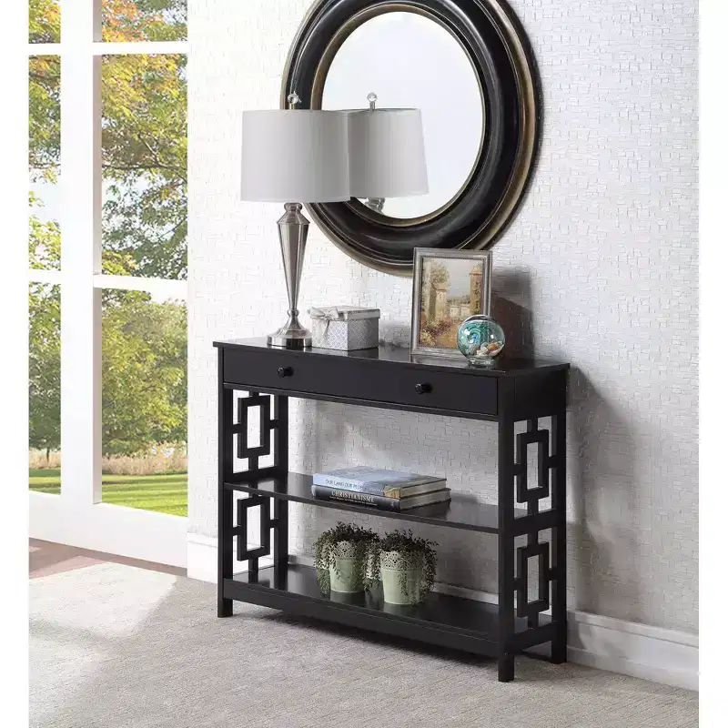 Town Square 1 Drawer Console Table with Shelves - Breighton Home