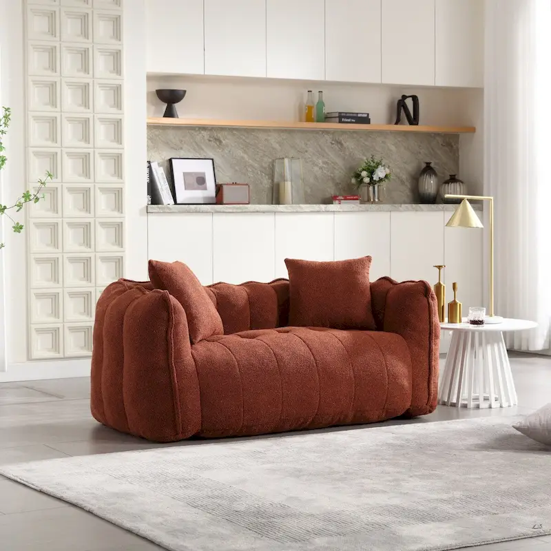 Square Bean Bag Chair – Brown/Red & Green – Seats 2
