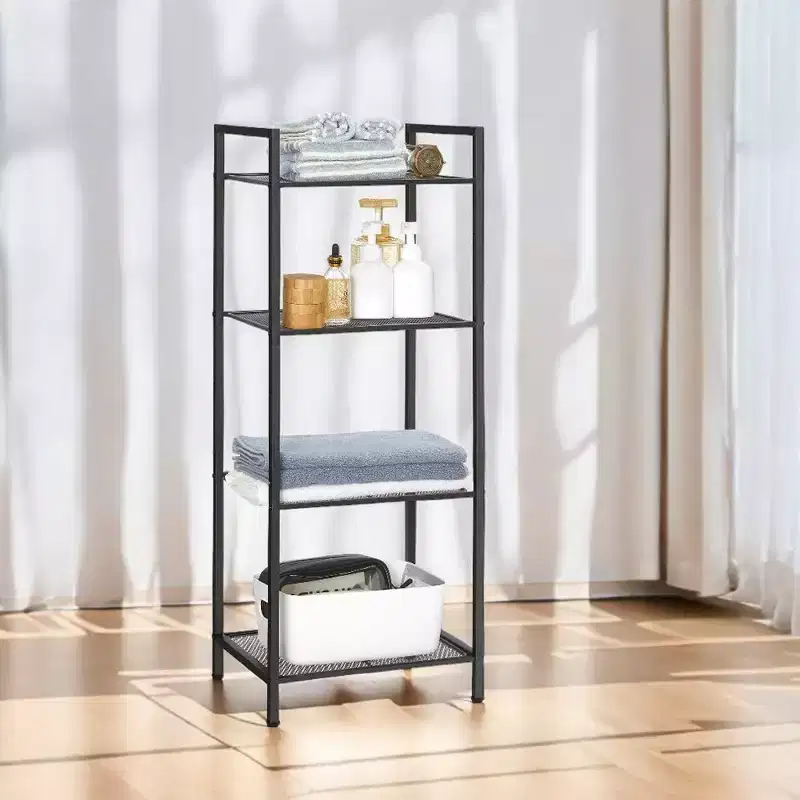 SONGMICS Storage Rack Bathroom Shelf Extendable Plant Steel Stand with Adjustable Shelf