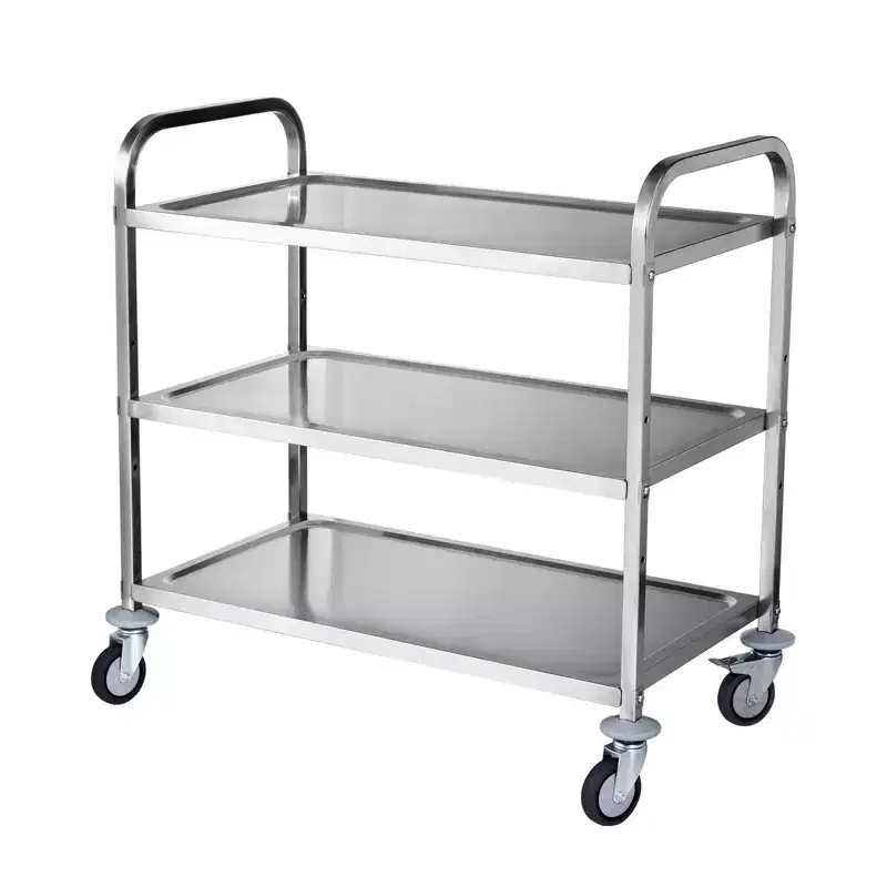 Kitchen Utility Cart, 3 Tiers, Wire Rolling Cart with 450lbs Capacity, Steel Service Cart on Wheels