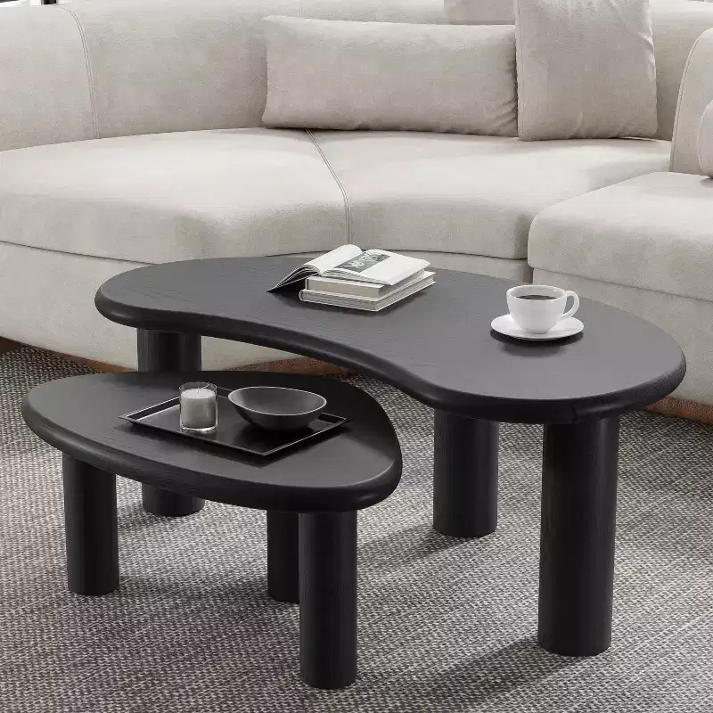 PexFix Cashew Solid Wood Coffee Table Sofa Side Table Set