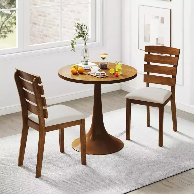 Costway Dining Chair Set of 2/4 Upholstered Kitchen Chair with Slatted High Backrest