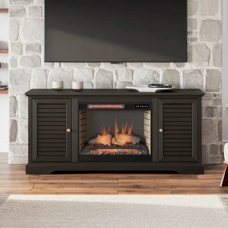 Bridgevine Home Topanga 68 inch Electric Fireplace TV Console for TVs up to 80 inches