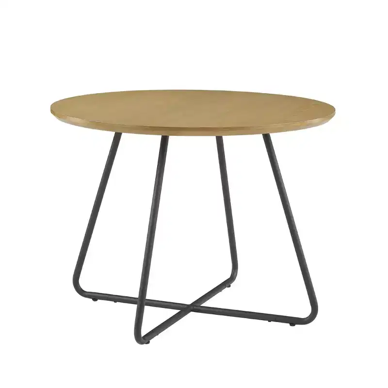 Okak Modern Wood Curved X-Base Round Dining Table Minimalist Style Ready-to-Assemble
