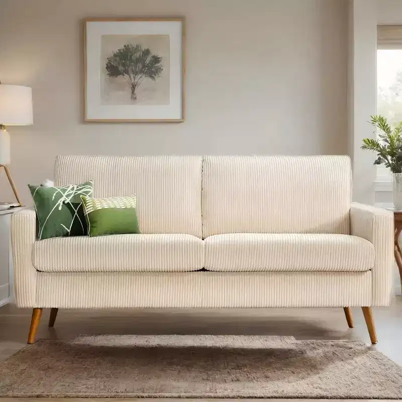 68 Loveseat Sofa, Modern Upholstered Couch with 24 Deep Seat, Padded Arms, Small Comfy Sofa for Living Room