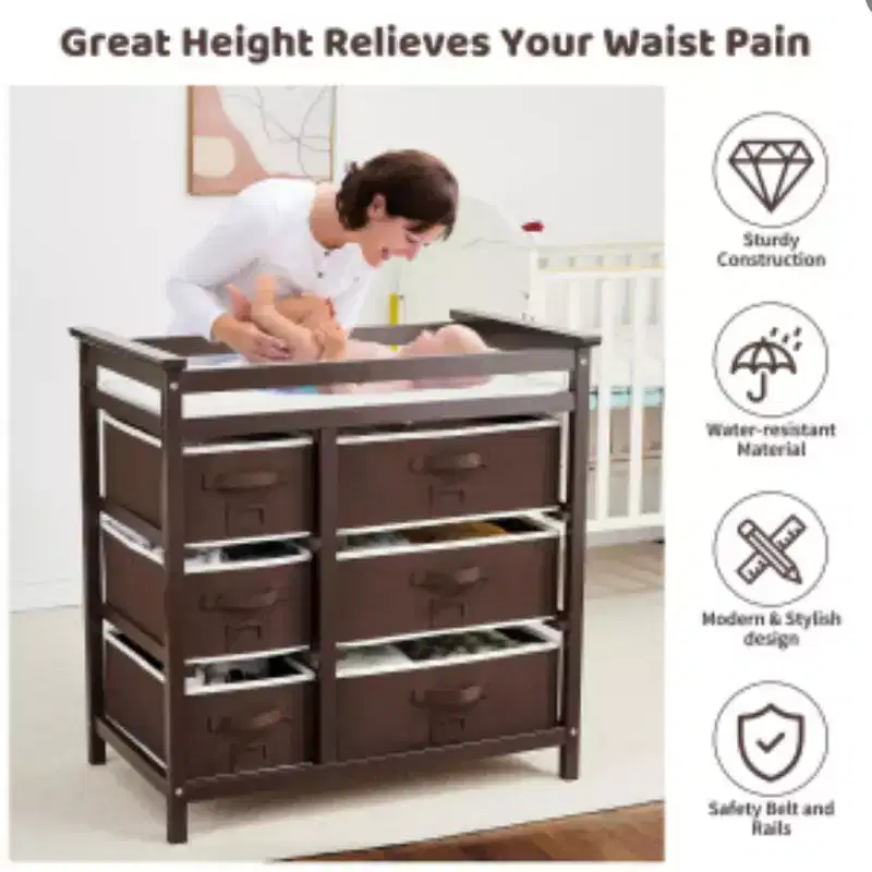 6-Drawer Diaper Changing Table (Plywood & Non-Woven Fabric)