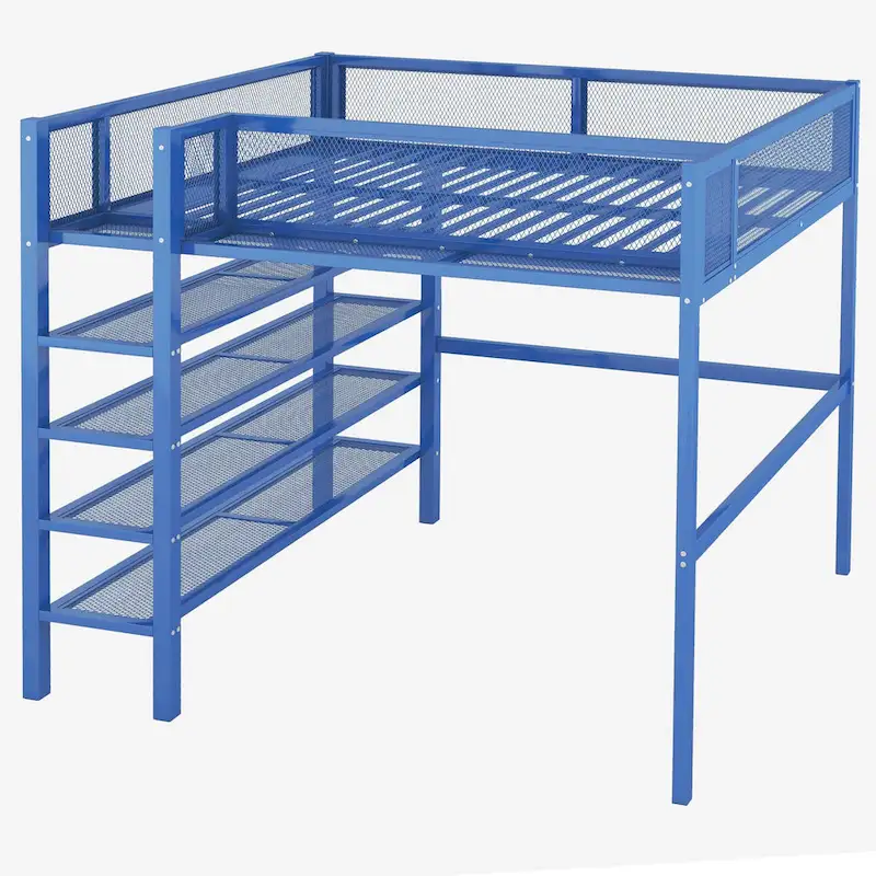 Full Loft Bed with Four Shelves