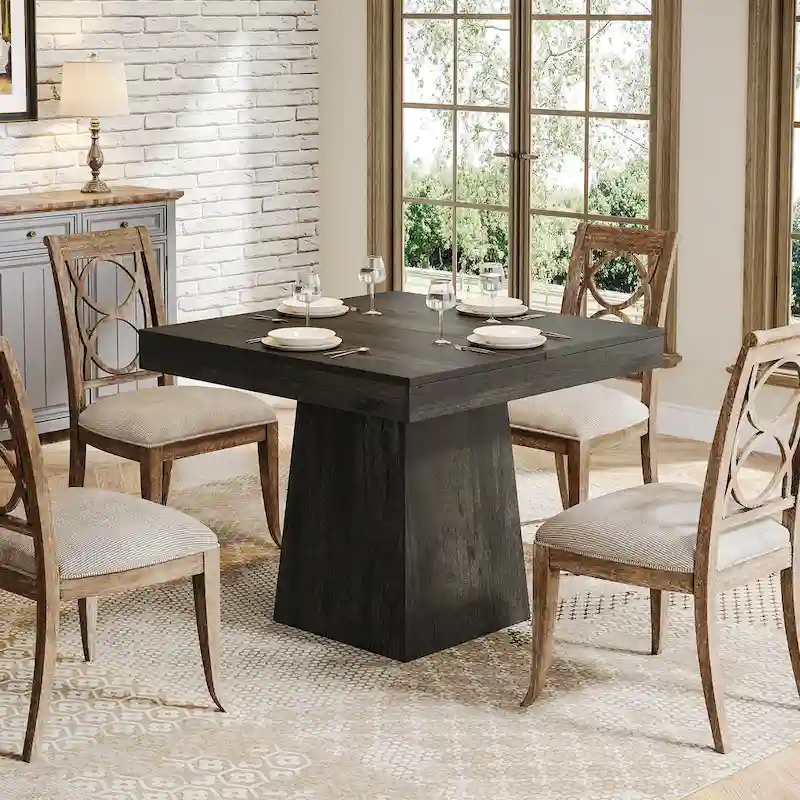 31.5 Inch Square Dining Table, Wood Kitchen Table Small Dinner Table Farmhouse Dining Room Table