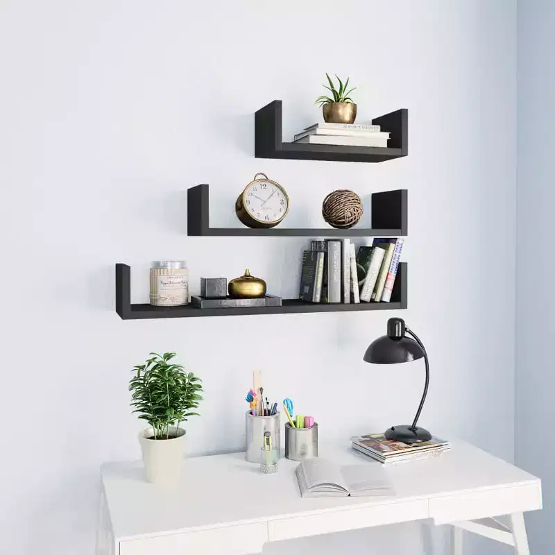 Shelf Set of 3 Gray Engineered wood Various sizes up to 23.6 in