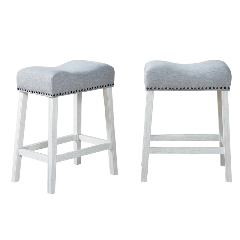Set of 2 Upholstered Counter Height Backless Saddle Seat Stools