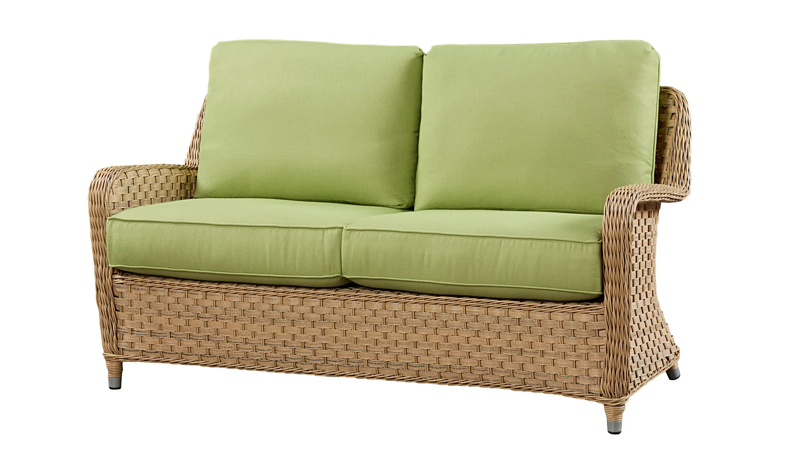 Outdoor Wicker Patio Loveseat in Natural Brown with Cushions