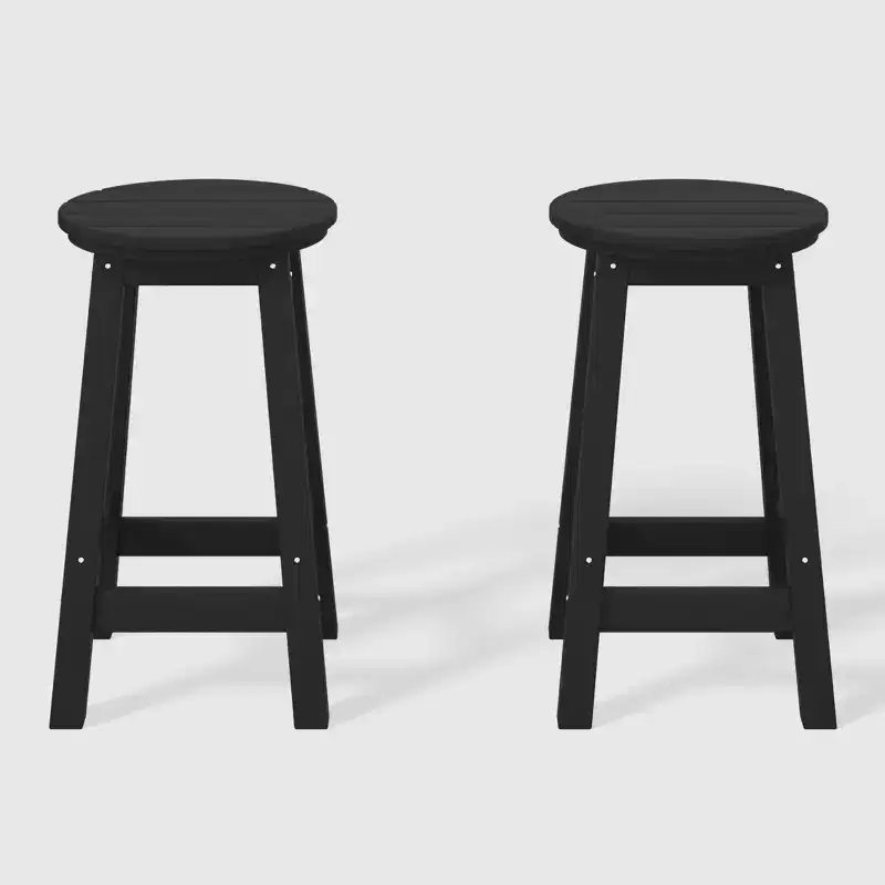 WestinTrends Malibu 24 All Weather Hdpe Outdoor Patio Round Backless Counter Stool (Set of 2)