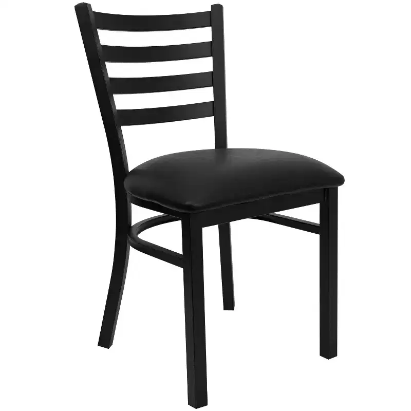 Emma and Oliver Black Ladder Back Metal Restaurant Dining Chair