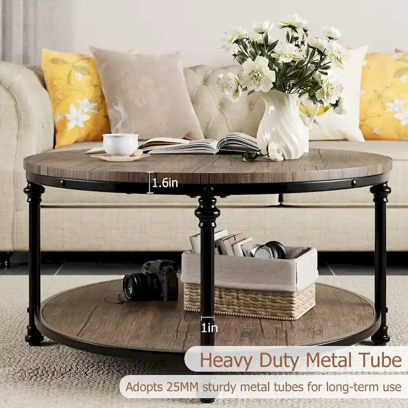 Round Coffee Table 30.31 Industrial Center Table